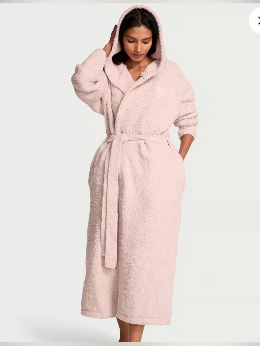 New Victoria’s Secret Cozy Chenille Hooded Long Robe Pink XL/XXL